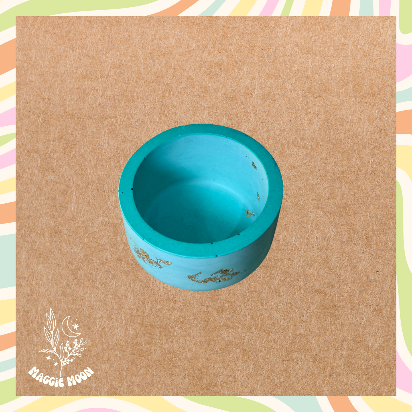 Tealight Candle Holder- Aqua with Gold flakes