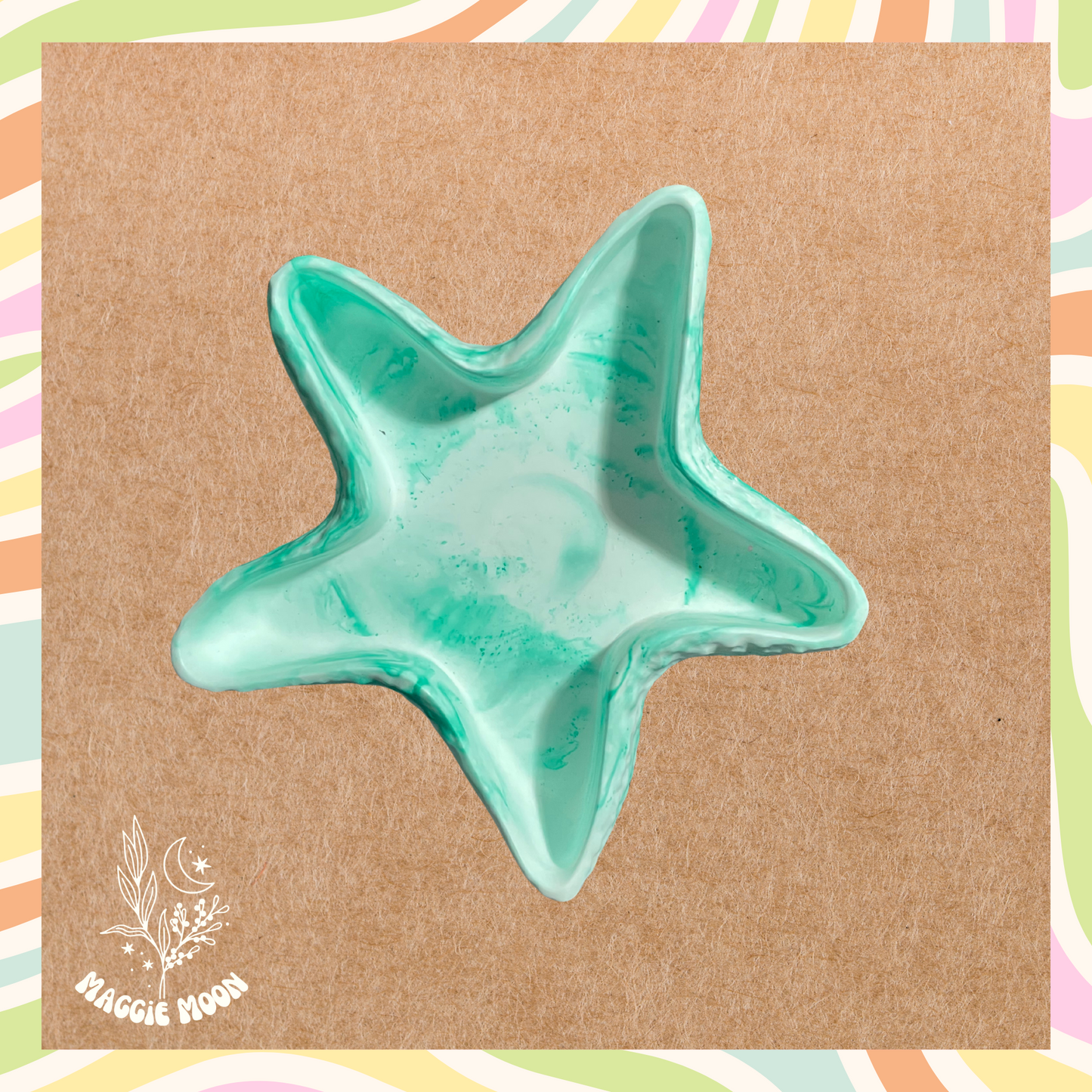 Starfish Dish- Marbeld teal
