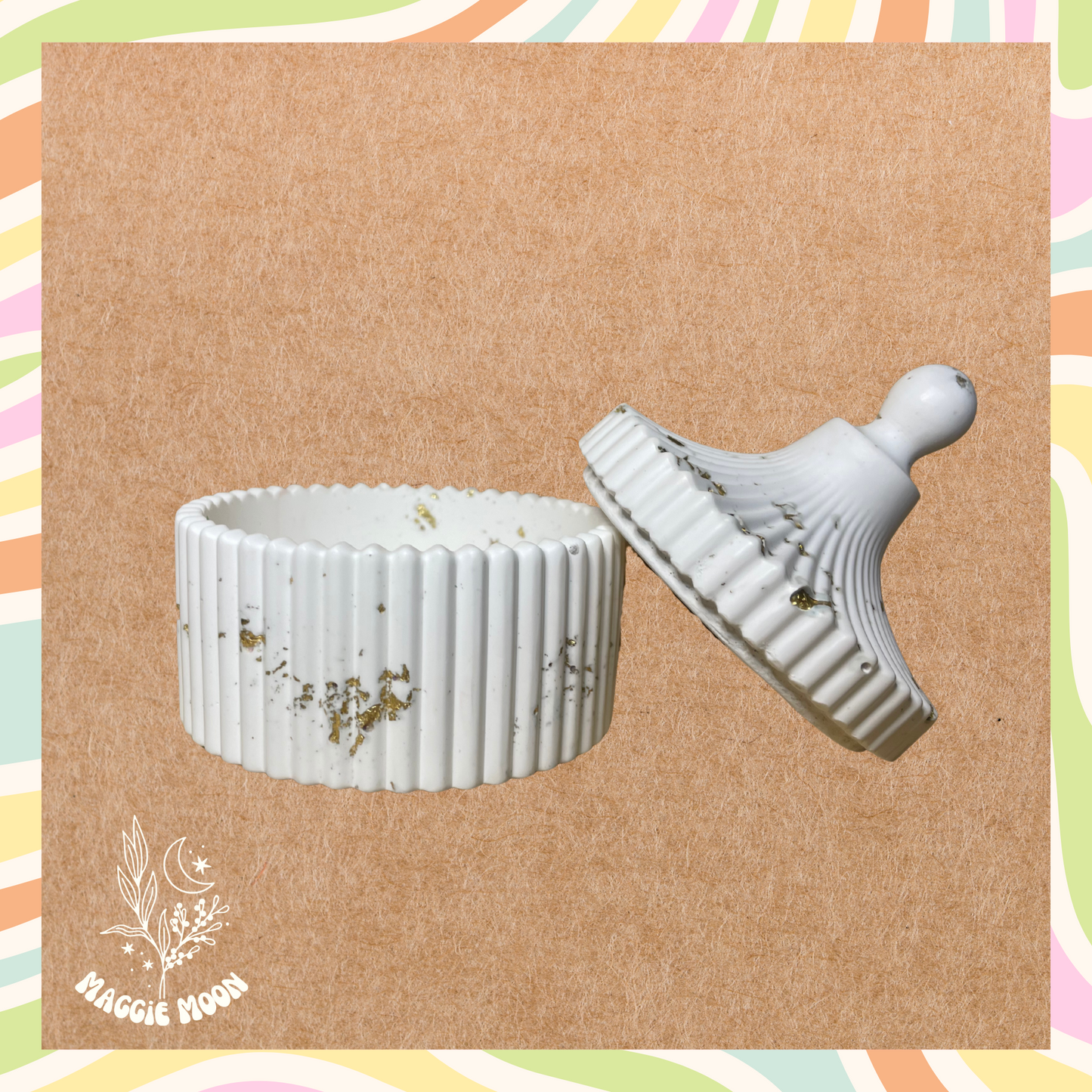 Carousel jar- White & Gold