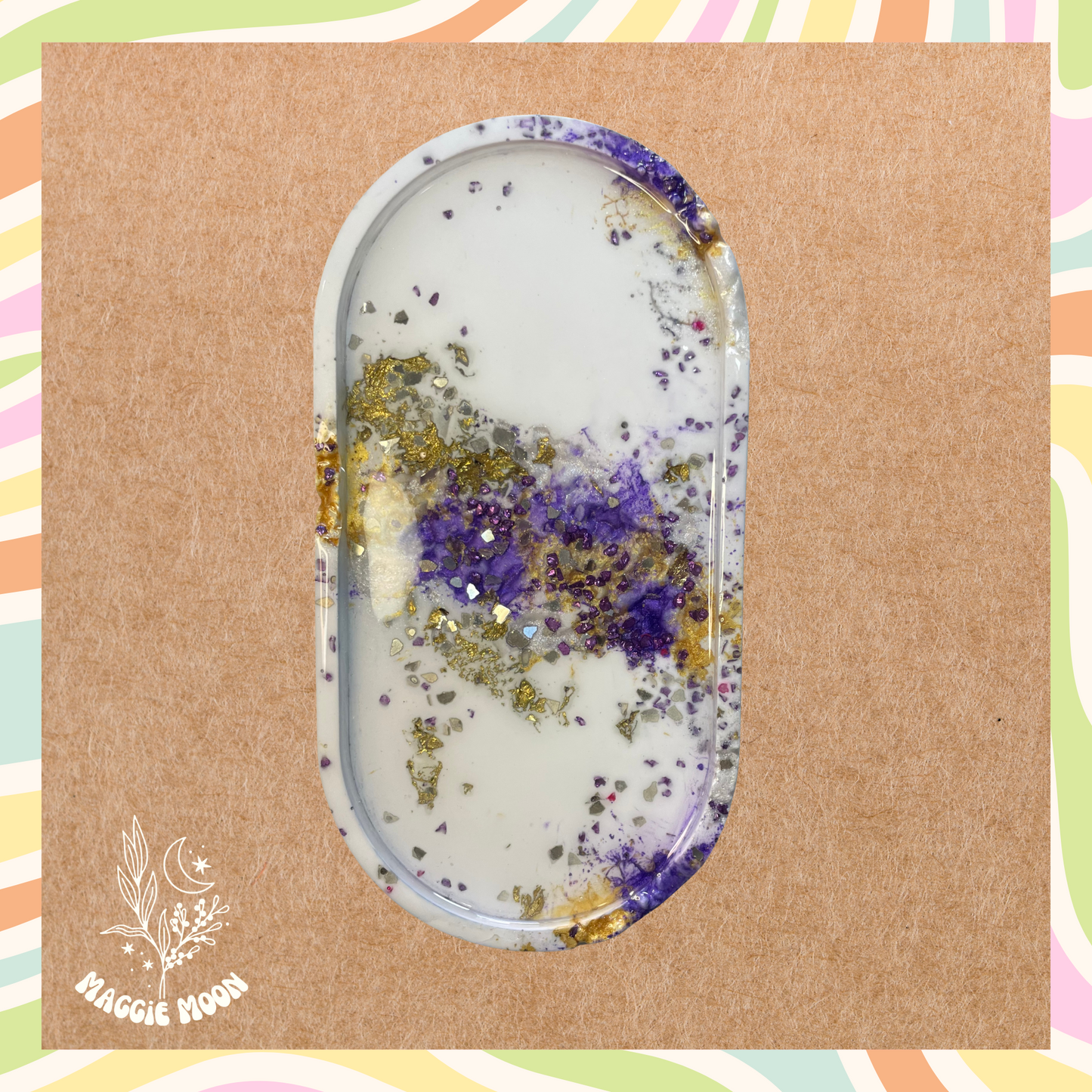 Geode Pill Tray- Purple & Gold