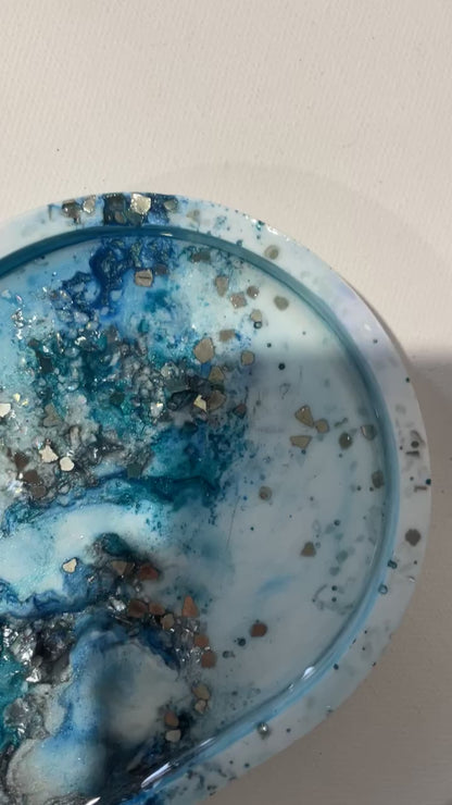 Geode Pill Tray- Blue & silver